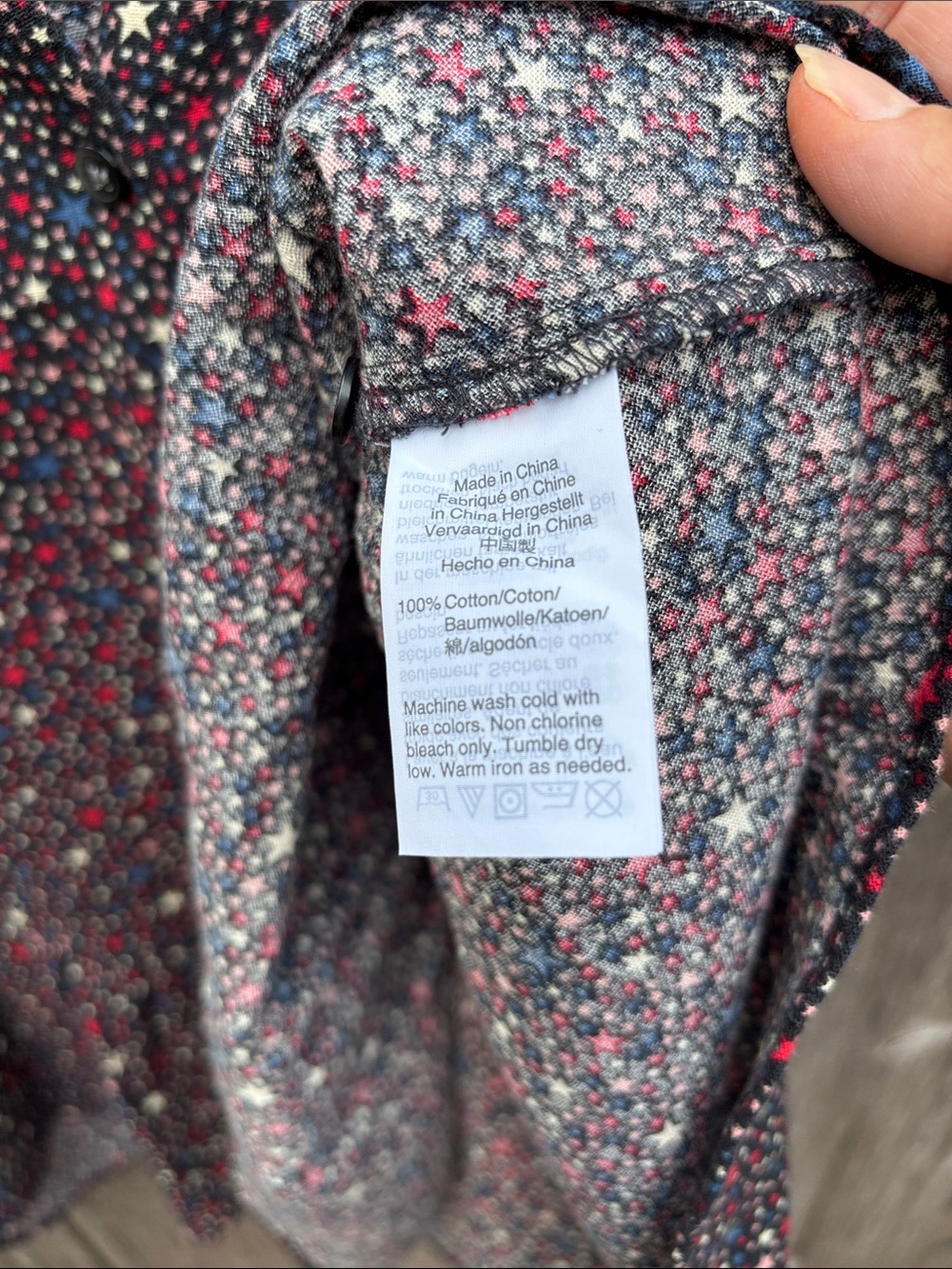 Madewell Black Star-Print Peplum Button-Front Blouse - Picture 5 of 6